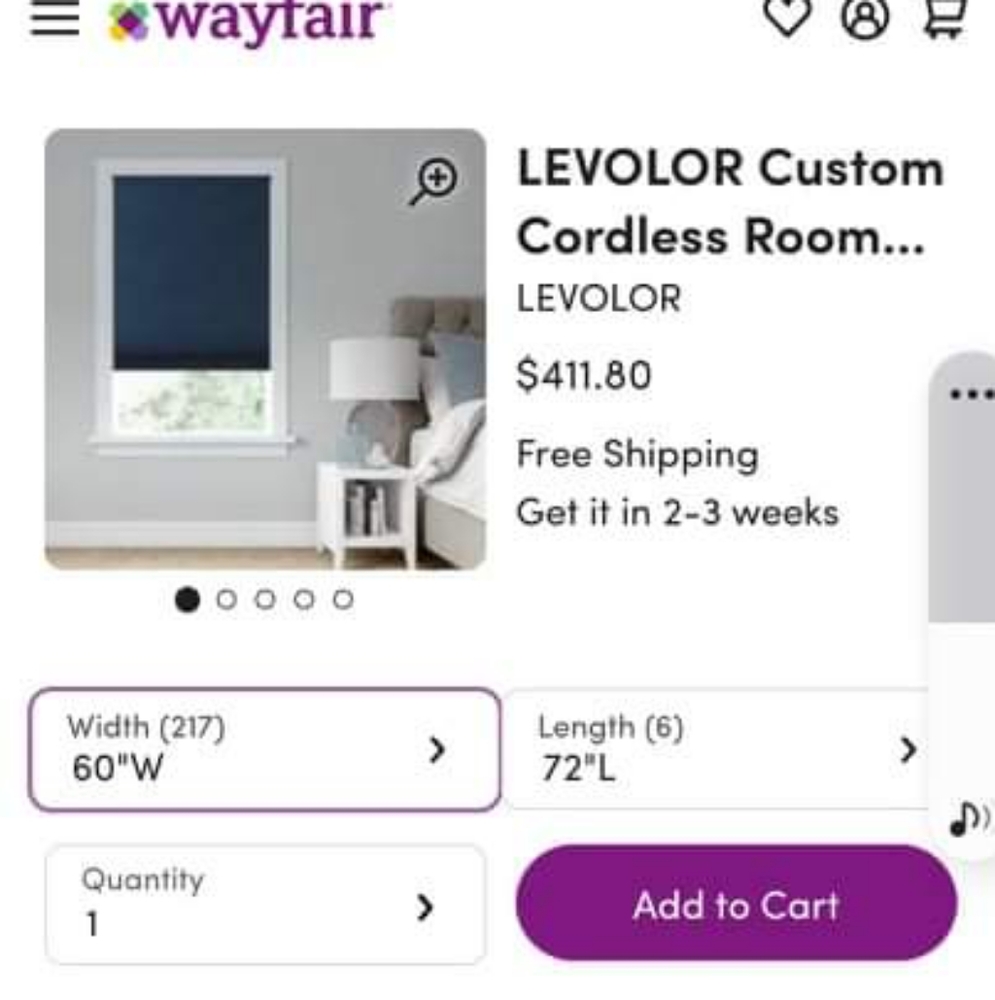 Levolor custom cordless cellular shade